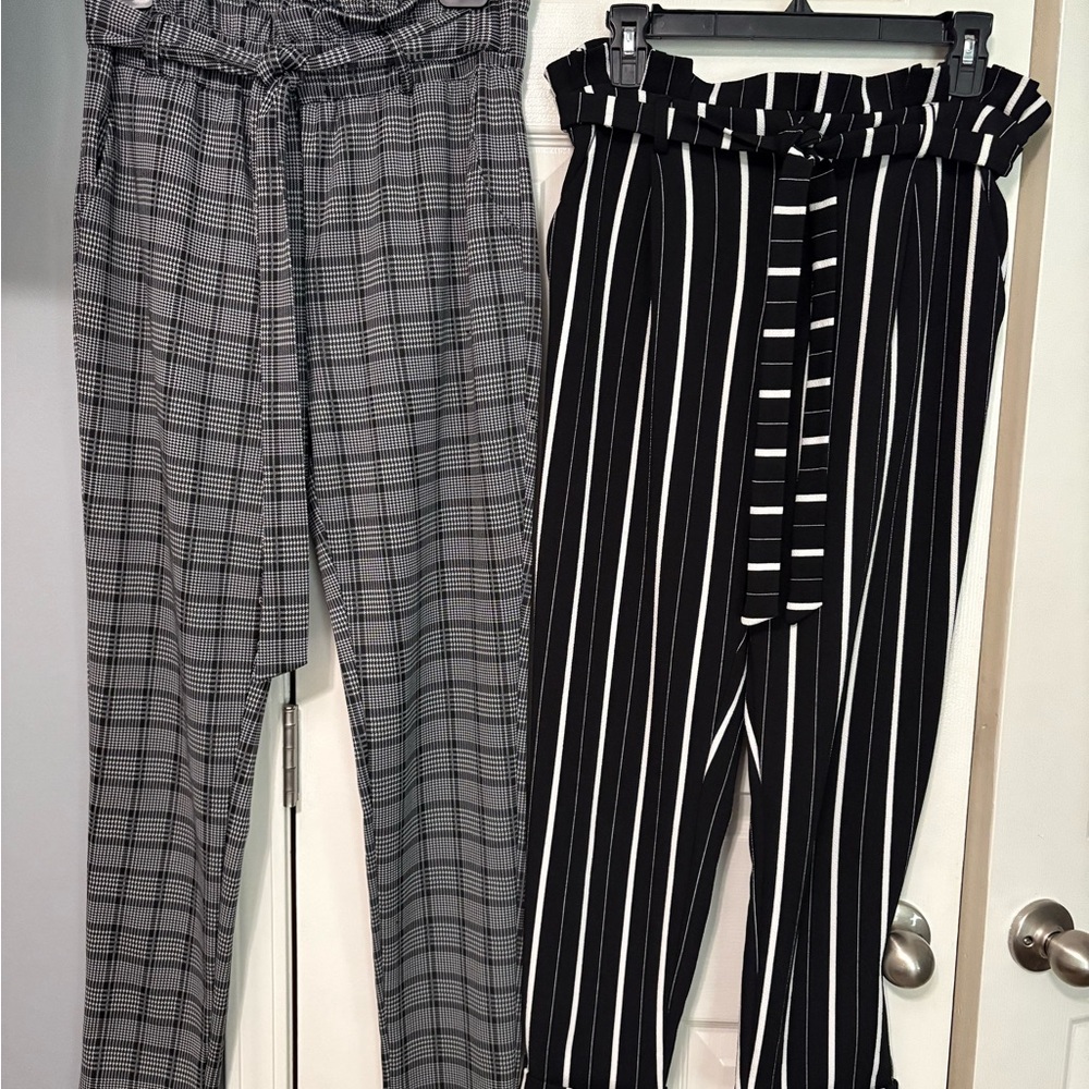 Gray and Black Trousers with Tie Belt